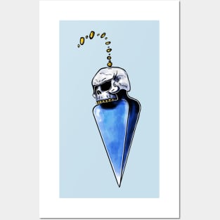 skull pentacle whit blue stone Posters and Art